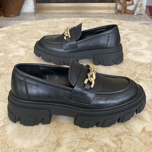 Design Lab Meera Lug Platform Loafers Black Vegan Leather - Picture 8 of 14